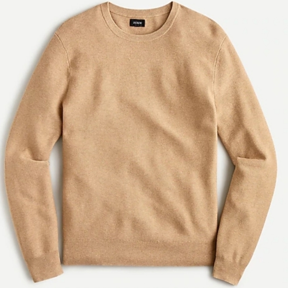J. Crew Cotton Garter Stitch Crewneck Sweater Tan L